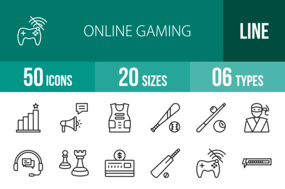 50 Online Gaming Line Icons for Modern Graphics and Icons