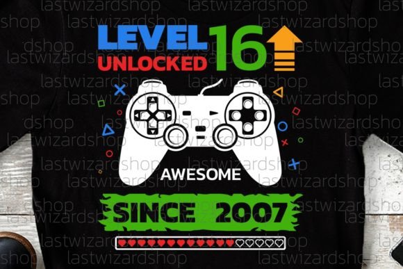 Birthday Boy Gamer Level Up 16 Svg Graphics for Crafts