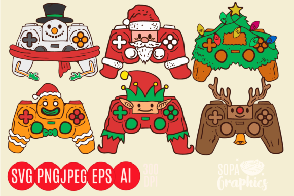 Christmas Gamer Controller Xmas Gaming Graphics & Illustrations