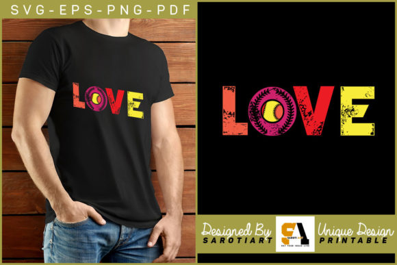 Love Softball Sublimation Design SVG PNG for Crafts and Graphics