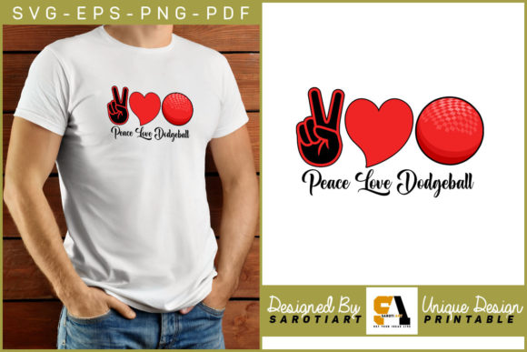 Peace Love Dodgeball Sublimation Design for Crafts and Graphics