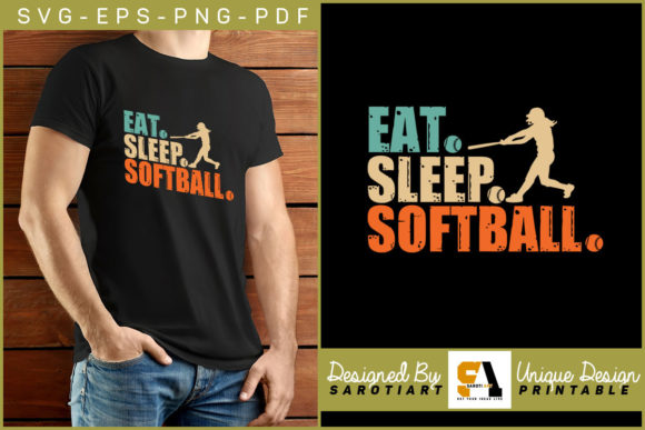 Softball Game Design Eat Sleep Softball – A Graphics Asset for Crafts and Merch