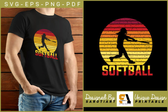 Softball Retro Design with Silhouette: A Graphic Design Asset for Crafts and Marketing